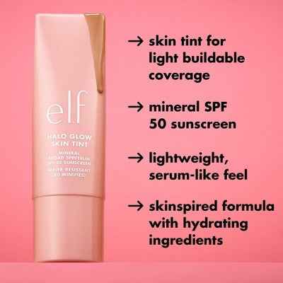 e.l.f. Halo Glow Skin Tint Light Coverage Foundation SPF 50 7 Medium Warm 1 fl oz - Imperfect Box