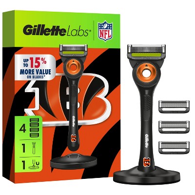 Gillette Labs Mens Special NFL Bengals Edition Shaving Razor with 4 Refills and Magnetic Stand - New by This is Beauty US