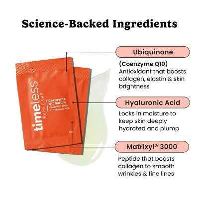 Timeless Skin Care Coenzyme Q10 Serum&Pouches 28ct - New