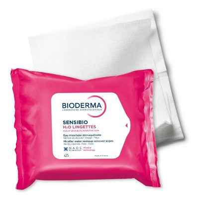 Bioderma Sensibio H2O Facial Cleansing Wipes 25ct/2pk - New