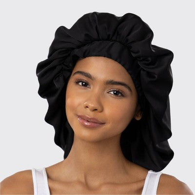 Kitsch Satin Sleep Hair Bonnet Black - Imperfect Box by This is Beauty US
