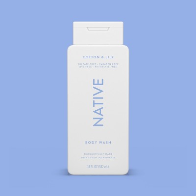 Native Body Wash for Women & Men Cotton & Lily Sulfate Free 18 fl oz - Imperfect Container by This is Beauty US