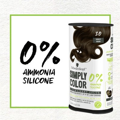 Schwarzkopf Simply Color Hair Color 3.0 Darkest Brown 5.7 fl oz - Imperfect Box by This is Beauty US