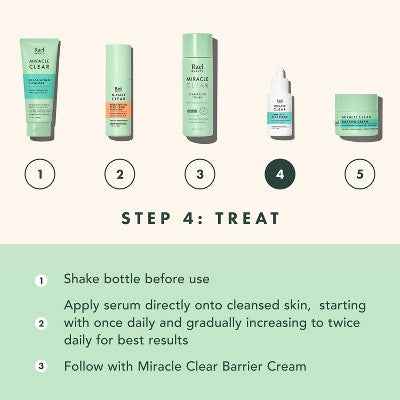 Rael Miracle Clear Complete Acne Treatment Face Serum 1oz - New