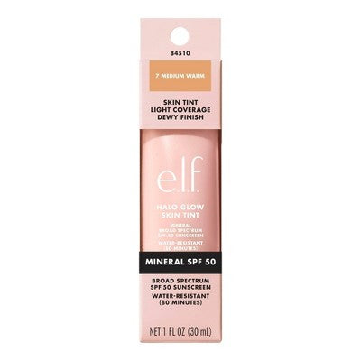 e.l.f. Halo Glow Skin Tint Light Coverage Foundation SPF 50 7 Medium Warm 1 fl oz - Imperfect Box by This is Beauty US