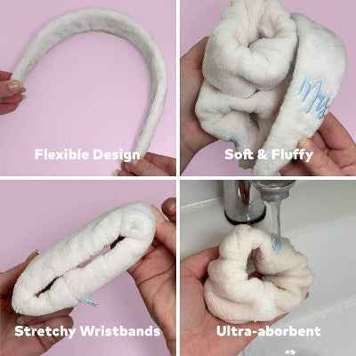 MakeUp Eraser Wifey Head Band/Wrist Guard/Wipe 3ct - New - DestGlow