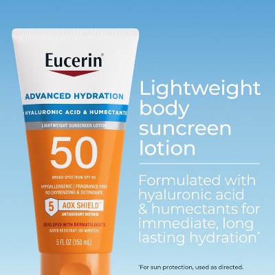 Eucerin Advanced Hydration Sunscreen Lotion SPF 50 5 fl oz - Imperfect Container DestGlow