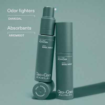 cleo+coco. Body and Hair Antiperspirants and Deodorant Powder Basil Mint 0.88oz - New