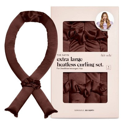 Kitsch XL Satin Heatless Curling Set - Chocolate 3pk - Imperfect Box by This is Beauty US