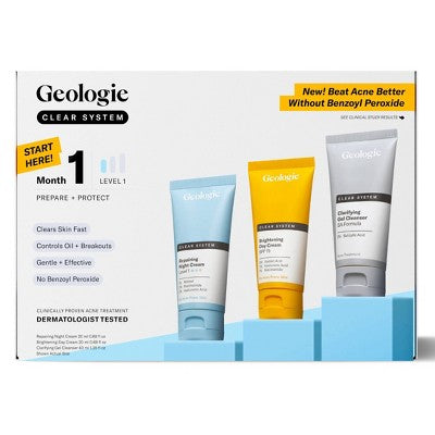 Geologie Clear System Month 1 / Level 1 Acne Treatment & Skincare Set 3pc - New by This is Beauty US
