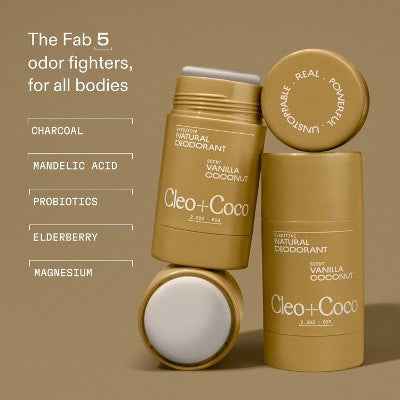 cleo+coco. Body and Hair Antiperspirants and Deodorant Powder Coconut Vanilla 0.88oz - New