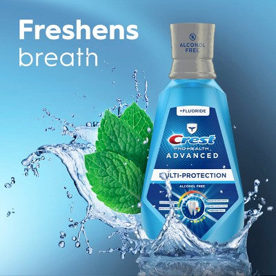 Crest Pro-Health Advanced Multi-Protection Alcohol Free Mouth Wash - Fresh Mint 1L/2pk - New by This is Beauty US