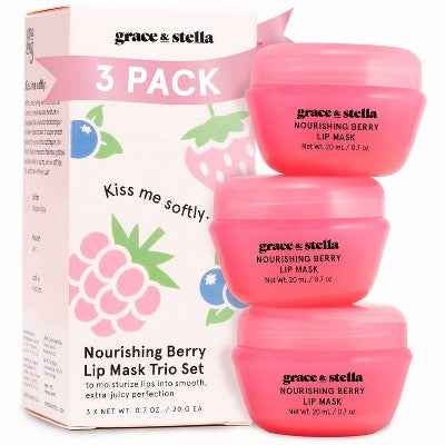 Grace & Stella Nourishing Berry Lip Mask 0.7oz/3ct - New - DestGlow