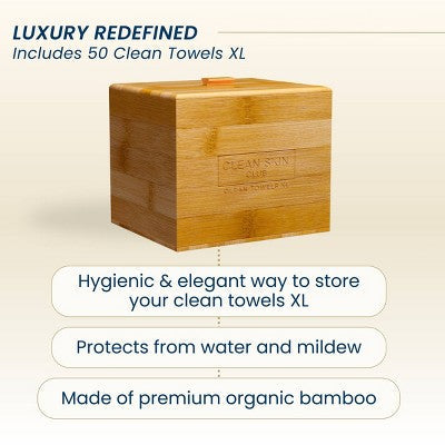 Clean Skin Club Clean Towels XL Original + Bamboo Container Cover 50ct - Imperfect Box by This is Beauty US