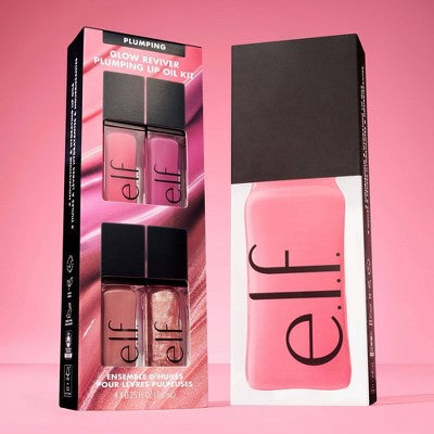 e.l.f. Glow Reviver Plumping Lip Oil Gift Set 4pc - Imperfect Box DestGlow