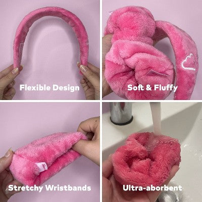 MakeUp Eraser Drip Eraser Head Band/Wrist Guards 3ct - New - DestGlow