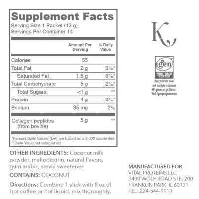 Vital Proteins Collagen Creamer Vanilla Stick Pack Box 0.46oz - New