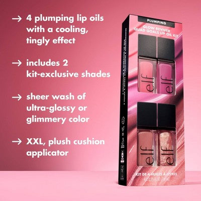 e.l.f. Glow Reviver Plumping Lip Oil Gift Set 4pc - Imperfect Box DestGlow