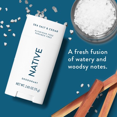 Native Solid Deodorant for Men & Women Sea Salt & Cedar Aluminum-Free 2.65oz - Imperfect Container by This is Beauty US