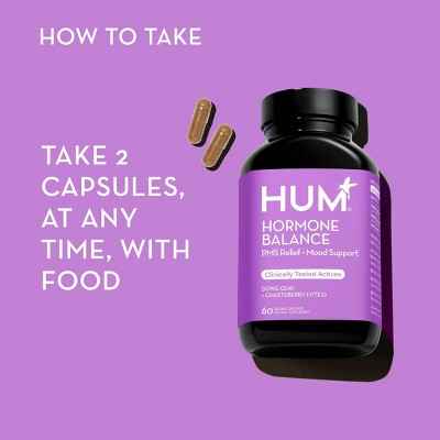 HUM Nutrition Hormone Balance for PMS Relief & Mood Support Vegan Capsules 60ct - New