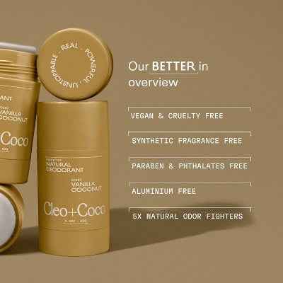cleo+coco. Body and Hair Antiperspirants and Deodorant Powder Coconut Vanilla 0.88oz - New