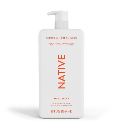 Native Body Wash for Men & Women Citrus & Herbal Musk Sulfate Free with Pump 36 fl oz - Imperfect Container by This is Beauty US