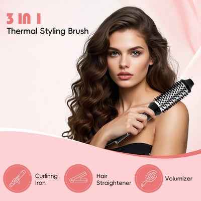 NICEBAY Heated Thermal Brush, Electric Curling Brush & Round Brush Styler with Anti-Scald Nylon Bristles - Imperfect Box