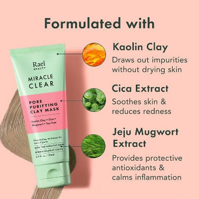 Rael Miracle Clear Pore Purifying Kaolin Clay Face Mask 3.4 fl oz - New by This is Beauty US