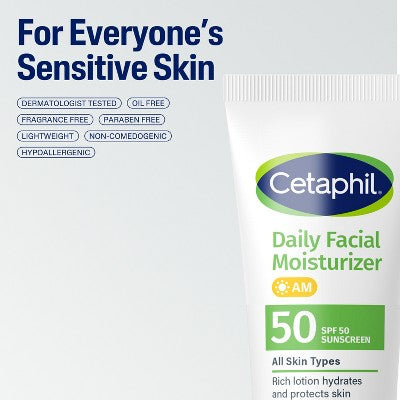 Cetaphil Daily Face Moisturizer Sunscreen SPF 50 1.7 fl oz - Imperfect Box