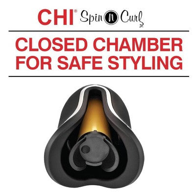 CHI Spin & Curl Ceramic Rotating Curler Onyx Black - Imperfect Box by This is Beauty US