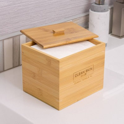 Clean Skin Club Clean Towels XL Original + Bamboo Container Cover 50ct - Imperfect Box by This is Beauty US