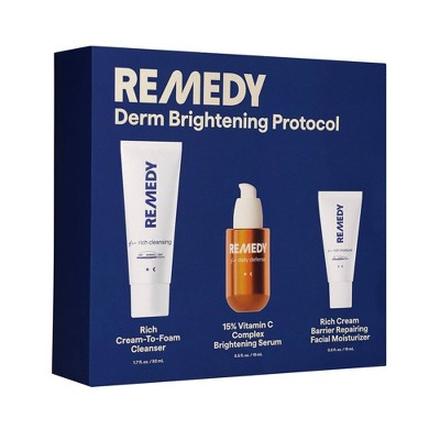 Remedy Skin Brightening 3-Piece Skincare Kit Gentle Cleanser Vitamin C Serum 2.7oz - Imperfect Box DestGlow