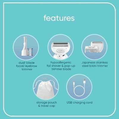 Conair Girlbomb Wet and Dry Cordless Rechargeable Foil Body Shaver 5pc - Imperfect Box