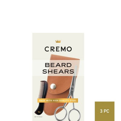 Cremo Beard and Mustache Stainless Steel Shears With Synthetic Leather Carrying Case And Comb For Precise Facial Hair Trimming - New by This is Beauty US