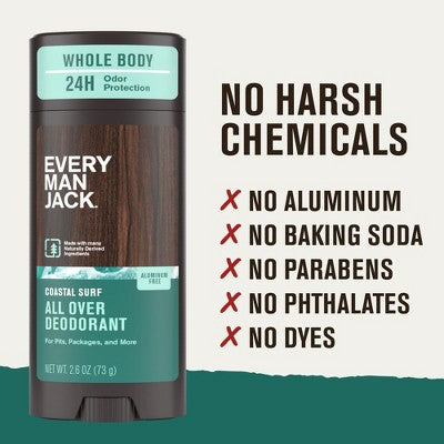 Every Man Jack All Over Solid Deodorant Coastal Surf - 2.6oz by This is Beauty US