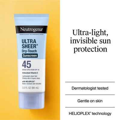 Neutrogena Ultra Sheer Dry-Touch Sunscreen Broad Spectrum SPF 45 6 fl oz /2ct - Imperfect Box