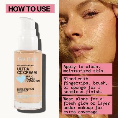 Pacifica Ultra CC Cream Radiant Foundation with SPF 17 Neutral/Fair 1 fl oz - Imperfect Box DestGlow