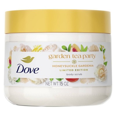 Dove Beauty Garden Tea Party Body Scrub Honeysuckle Gardenia Limited Edition 15oz - Imperfect Container by This is Beauty US