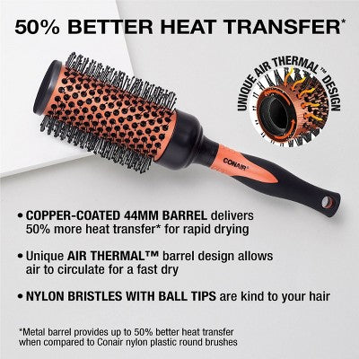 Conair Copper Pro Air Thermal Nylon Bristle Round Brush Lrg - Imperfect Box by This is Beauty US