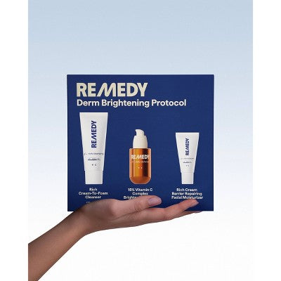 Remedy Skin Brightening 3-Piece Skincare Kit Gentle Cleanser Vitamin C Serum 2.7oz - Imperfect Box DestGlow