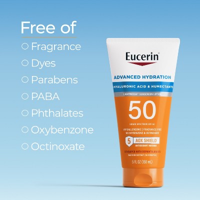 Eucerin Advanced Hydration Sunscreen Lotion SPF 50 5 fl oz - Imperfect Container DestGlow