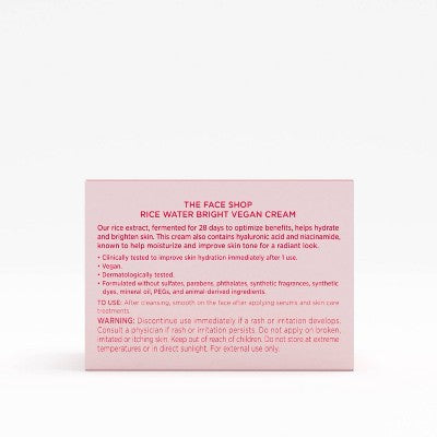 The Face Shop Rice Water Bright Vegan Cream 1.69 fl oz - New - DestGlow