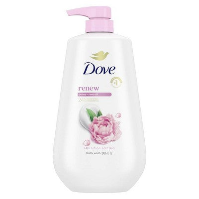 Dove Renew Body Wash Pump Peony & Rose Oil Nourishing 24hr Lotion-Soft Skin 30.6 fl oz - Imperfect Container by This is Beauty US