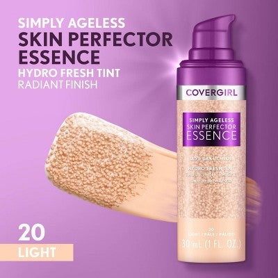 COVERGIRL Simply Ageless Skin Perfector Essence Vegan Foundation 20 Light 1 fl oz - Imperfect Container DestGlow