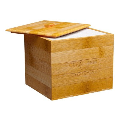 Clean Skin Club Clean Towels XL Original + Bamboo Container Cover 50ct - Imperfect Box by This is Beauty US