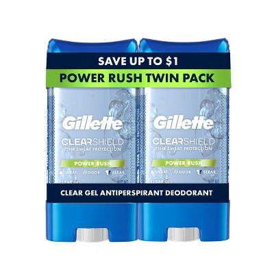 Gillette 72 Hours Sweat Protection Clear Gel Antiperspirant & Deodorant for Men Power Rush 2pk/3.8oz - New by This is Beauty US