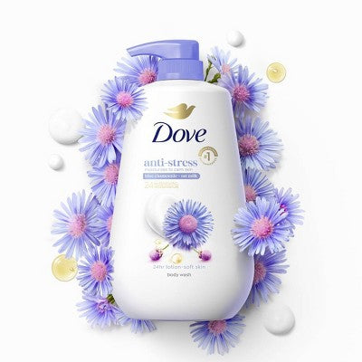 Dove Beauty Anti-Stress Body Wash Pump Blue Chamomile; Oat Milk 24hr Lotion-Soft Skin 30.6 fl oz - Imperfect Container by This is Beauty US