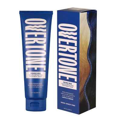 Overtone Indigo Iris Hair Mask Semi-Permanent Hair Dye & Color Conditioner Blue for Brown & Blonde Hair - New