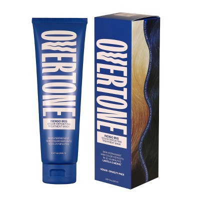 Overtone Indigo Iris Hair Mask Semi-Permanent Hair Dye & Color Conditioner Blue for Brown & Blonde Hair - New - DestGlow