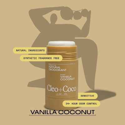 cleo+coco. Body and Hair Antiperspirants and Deodorant Powder Coconut Vanilla 0.88oz - New